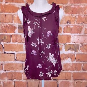 Lauren Conrad Wine floral blouse